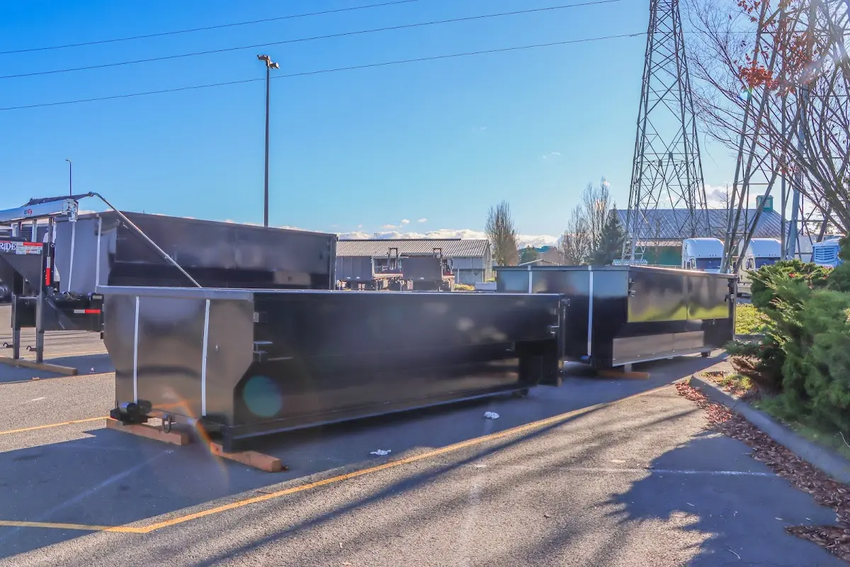 Roll-off dumpster ready for waste disposal at job site for 15 Yard Dumpster Rental in Coppell